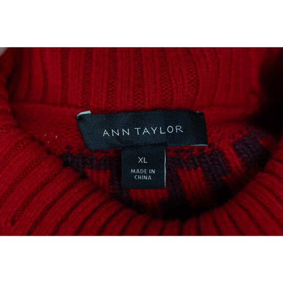 Ann Taylor Size XL Sweater Pullover Geometric Pattern Red Purple NWT - Picture 5 of 6